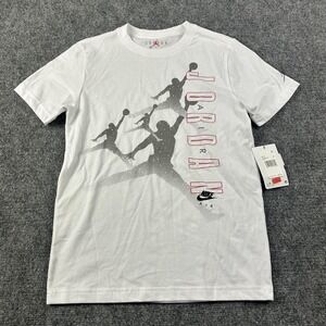 Jordan Air Jumpman Shirt Boys Medium 8-10 White Basketball Nike 95DB92-001